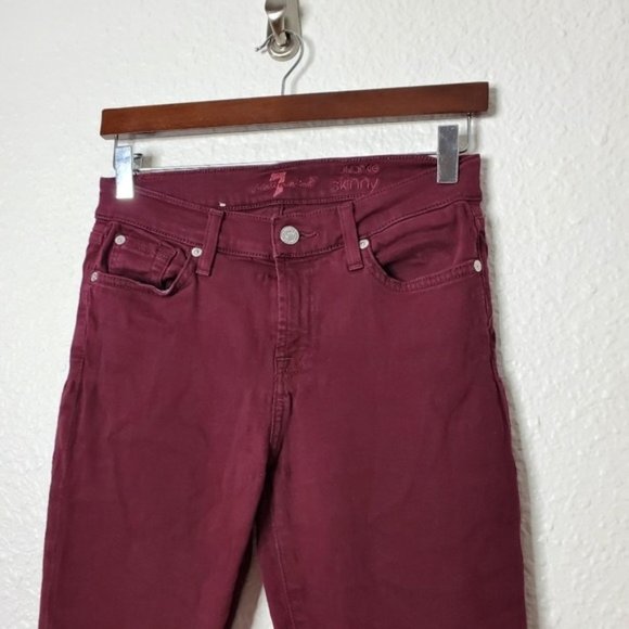 7 For All Mankind The Ankle Skinny in Burgundy - Picture 2 of 9